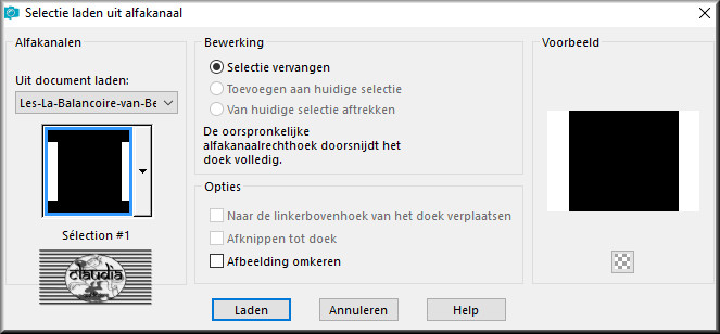 Selecties - Selectie laden/opslaan - Selectie laden uit alfakanaal : Sélection #1
