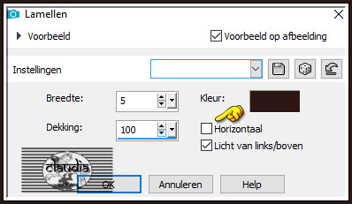 Herhaal het Textuureffect - Lamellen maar nu met Horizontaal uitgevinkt :