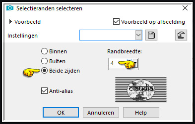 Selecties - Wijzigen - Selectieranden selecteren