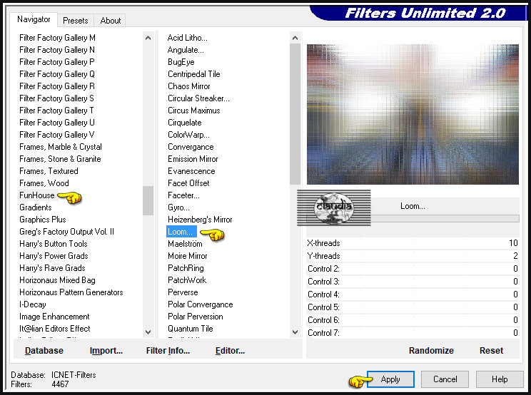 Effecten - Insteekfilters - <I.C.NET Software> - Filters Unlimited 2.0 - FunHouse - Loom 