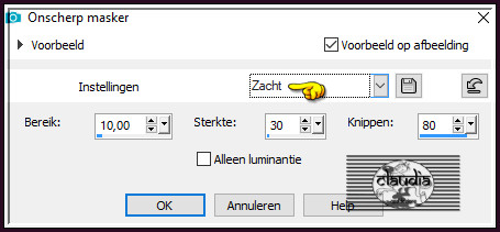 Aanpassen - Scherpte - Onscherp masker :