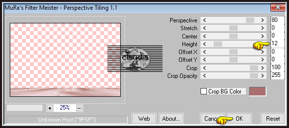 Effecten - Insteekfilters - MuRa's Meister - Perspective Tiling : Crop BG Color = 2de kleur