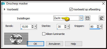 Aanpassen - Scherpte - Onscherp masker :