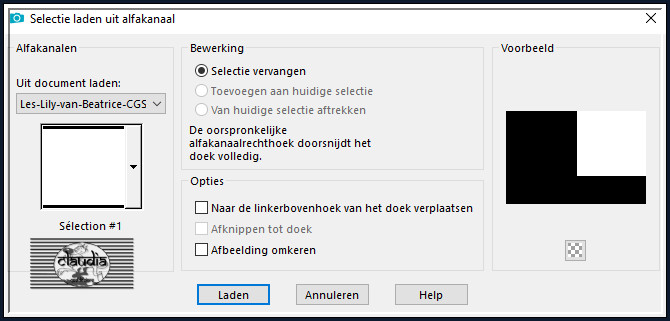 Selecties - Selectie laden/opslaan - Selectie laden uit alfakanaal : Sélection #1