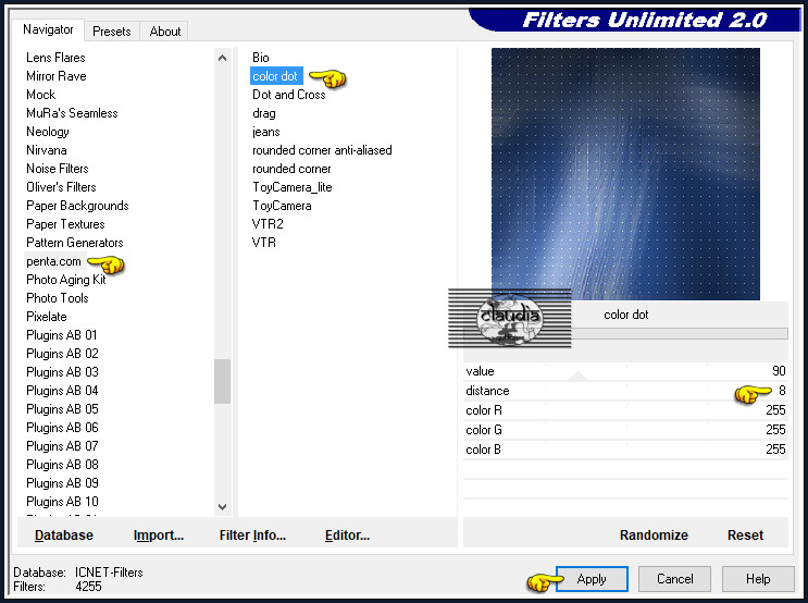 Effecten - Insteekfilters - <I.C.NET Software> - Filters Unlimited 2.0 - penta.com - color dot