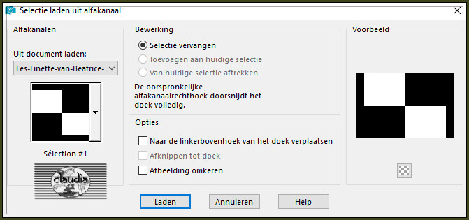 Selecties - Selectie laden/opslaan - Selectie laden uit alfakanaal : Sélection #1