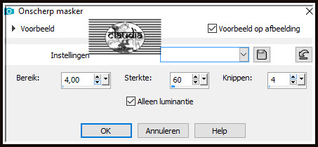 Aanpassen - Scherpte - Onscherp masker :