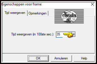 Animatie - Eigenschappen voor frame :