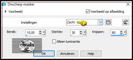 Aanpassen - Scherpte - Onscherp masker :