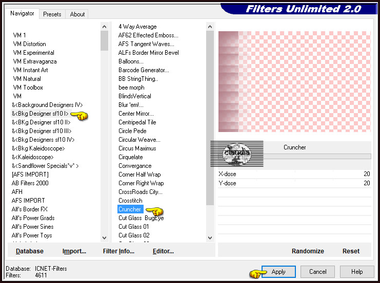 Effecten - Insteekfilters - <I.C.NET Software> - Filters Unlimited 2.0 - &<Bkg Designer sf10 I> - Cruncher :