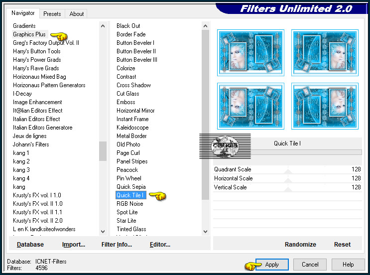 Effecten - Insteekfilters - <I.C.NET Software> - Filters Unlimited 2.0 - Graphics Plus - Quick Tile I