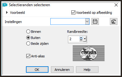 Selecties - Wijzigen - Selectieranden selecteren