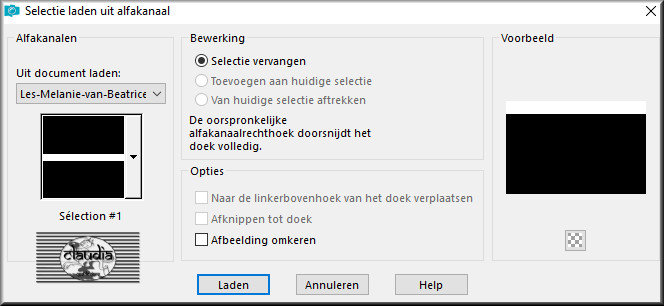 Selecties - Selectie laden/opslaan - Selectie laden uit alfakanaal : Sélection #1