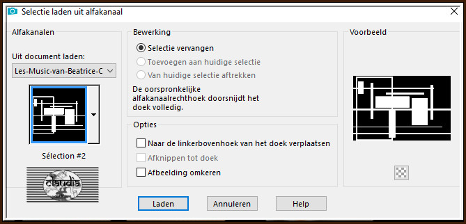 Selecties - Selectie laden/opslaan - Selectie laden uit alfakanaal : Sélection #2