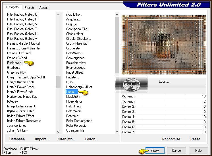 Effecten - Insteekfilters - <I.C.NET Software> - Filters Unlimited 2.0 - FunHouse - Loom 