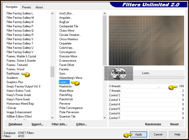 Effecten - Insteekfilters - <I.C.NET Software> - Filters Unlimited 2.0 - FunHouse - Loom 