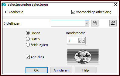 Selecties - Wijzigen - Selectieranden selecteren