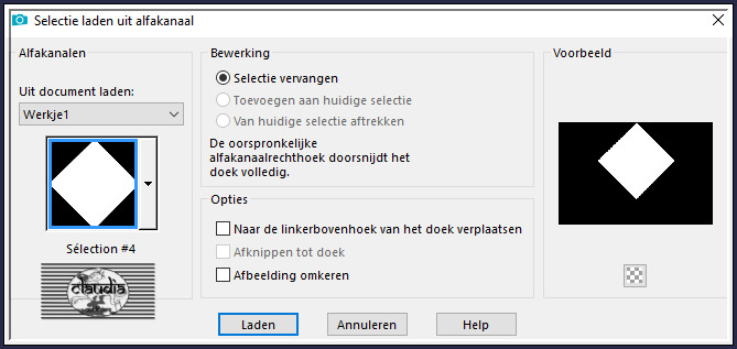 Selecties - Selectie laden/opslaan - Selectie laden uit alfakanaal : Sélection 4