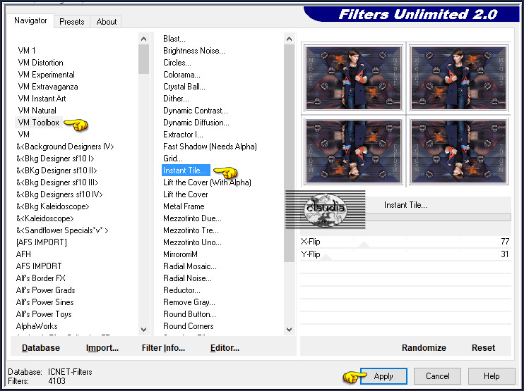 Effecten - Insteekfilters - <I.C.NET Software> - Filters Unlimited 2.0 - VM Toolbox - Instant Tile