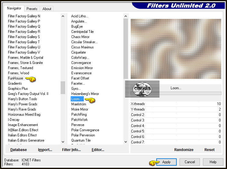 Effecten - Insteekfilters - <I.C.NET Software> - Filters Unlimited 2.0 - FunHouse - Loom