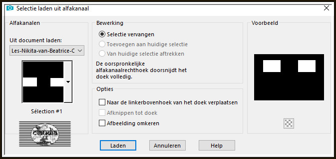 Selecties - Selectie laden/opslaan - Selectie laden uit alfakanaal : Sélection #1