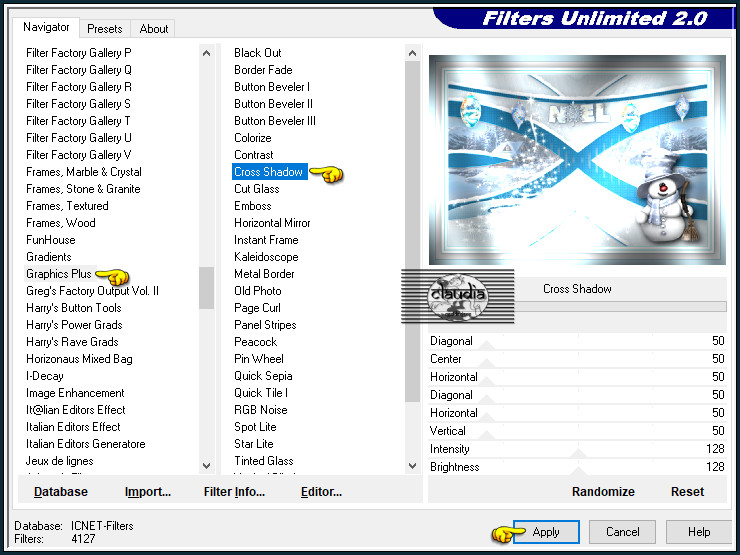 Effecten - Insteekfilters - <I.C.NET Software> - Filters Unlimited 2.0 - Graphics Plus - Cross Shadow