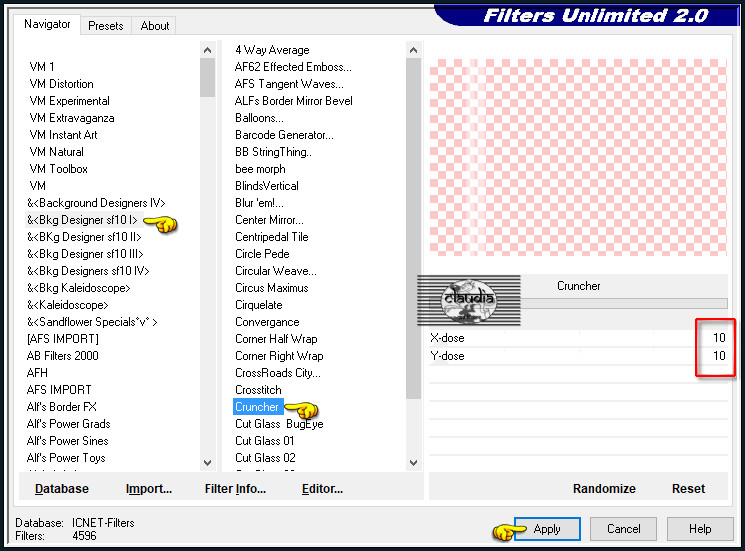 Effecten - Insteekfilters - <I.C.NET Software> - Filters Unlimited 2.0 - &<Bkg Designer sf10 I> - Cruncher