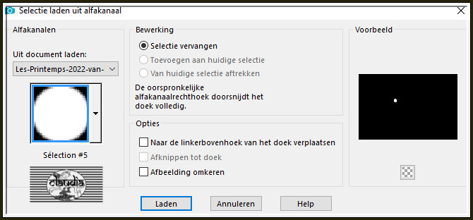 Selecties - Selectie laden/opslaan - Selectie laden uit alfkanaal : Cloclo5