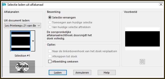 Selecties - Selectie laden/opslaan - Selectie laden uit alfakanaal : Sélection #1