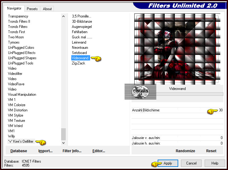 Effecten - Insteekfilters - <I.C.NET Software> - Filters Unlimited 2.0 - °v° Kiwi's Oelfilter - Videowand