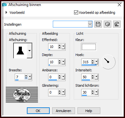 Effecten - 3D-Effecten - Afschuining binnen 