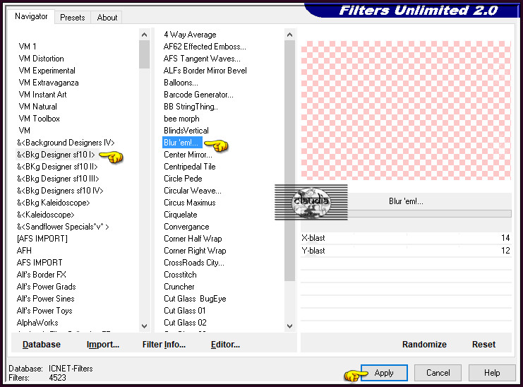 Effecten - Insteekfilters - <I.C.NET Software> - Filters Unlimited 2.0 - &<Bkg Designer sf10 I> - Blur'em!