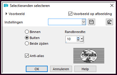 Selecties - Wijzigen - Selectieranden selecteren