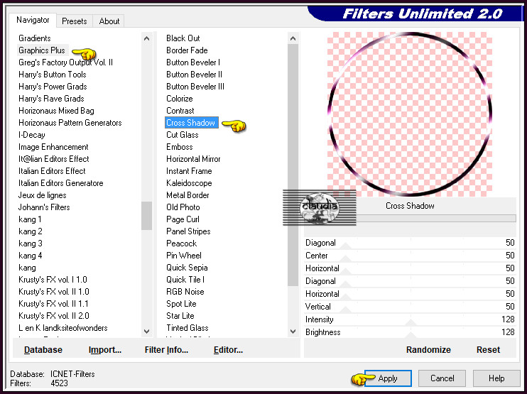 Effecten - Insteekfilters - <I.C.NET Software> - Filters Unlimited 2.0 - Graphics Plus - Cross Shadow