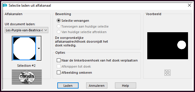 Selecties - Selectie laden/opslaan - Selectie laden uit alfakanaal : Sélection #2