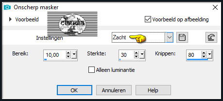 Aanpassen - Scherpte - Onscherp masker :