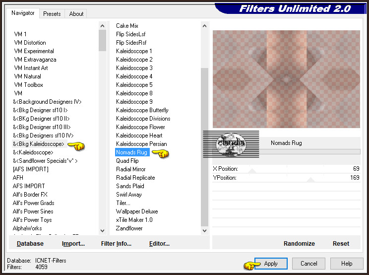 Effecten - Insteekfilters - <I.C.NET Software> - Filters Unlimited 2.0 - &<Bkg Kaleidoscope> - Nomads Rug