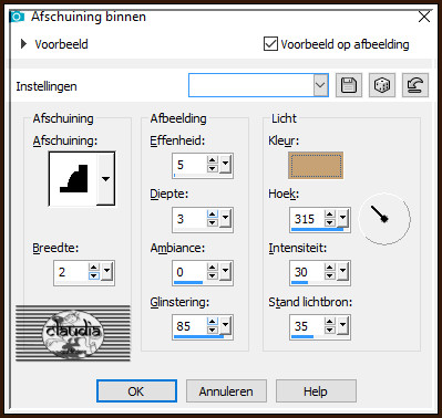 Effecten - 3D-Effecten - Afschuining binnen