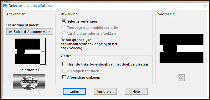 Selecties - Selectie laden/opslaan - Selectie laden uit alfakanaal : Sélection #1