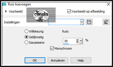 Aanpassen - Ruis toevoegen/verwijderen - Ruis toevoegen : (= Grofkorreligheid)