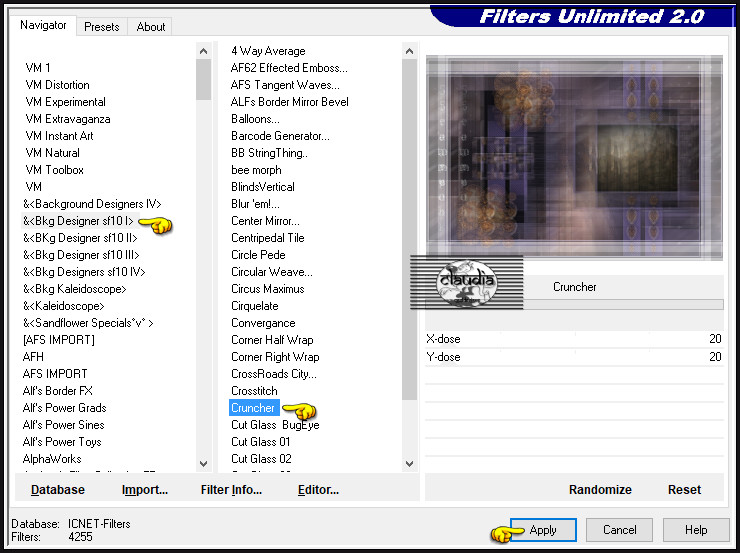 Effecten - Insteekfilters - <I.C.NET Software> - Filters Unlimited 2.0 -&<Bkg Designer sf10 I> - Cruncher