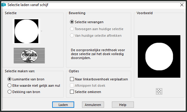 Selecties - Selectie laden/opslaan - Selectie laden vanaf schijf : selection_globe