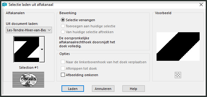 Selecties - Selectie laden/opslaan - Selectie laden uit alfakanaal : Sélection #1