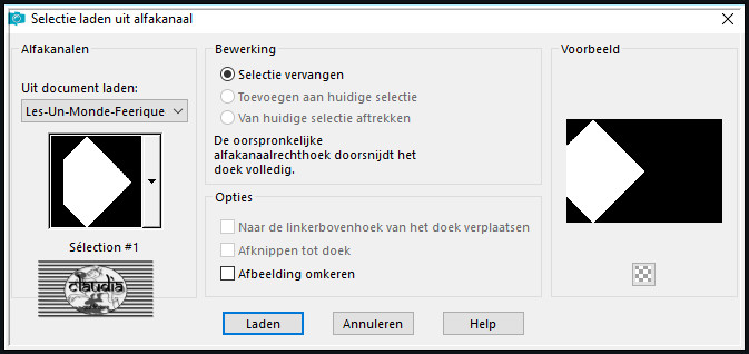 Selecties - Selectie laden/opslaan - Selectie laden uit alfakanaal : Sélection #1