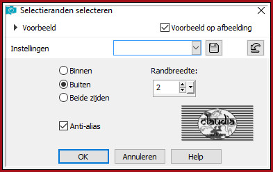 Selecties - Wijzigen - Selectieranden selecteren