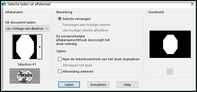 Selecties - Selectie laden/opslaan - Selectie laden uit alfkanaal : Sélection #1 