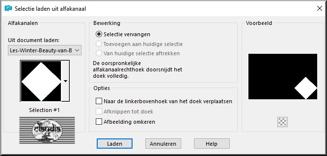 Selecties - Selectie laden/opslaan - Selectie laden uit alfakanaal : Sélection #1