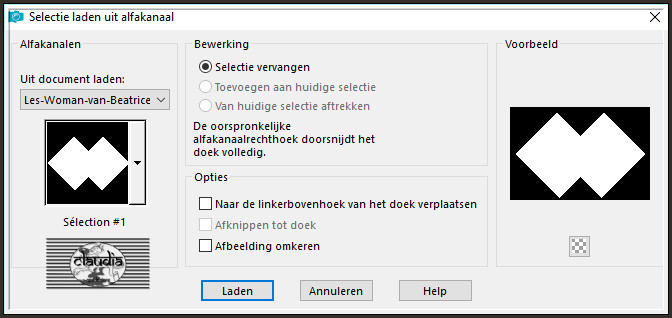 Selecties - Selectie laden/opslaan - Selectie laden uit alfakanaal : Sélection #1