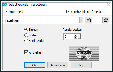 Selecties - Wijzigen - Selectieranden selecteren