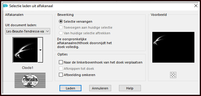 Selecties - Selectie laden/opslaan - Selectie laden uit alfkanaal : Cloclo1